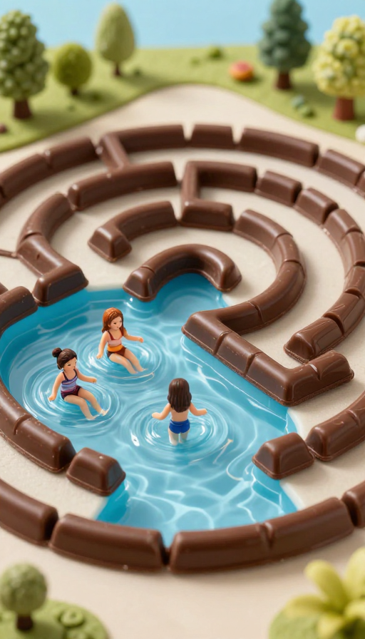 微观巧克力糖迷宫:春日泳趣高清微距摄影