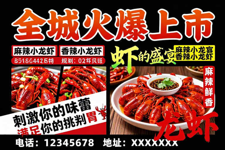 麻辣小龙虾火爆上市，视觉冲击强
