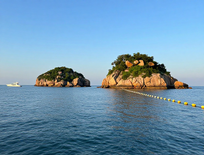 晨曦海岛：蓝海与暖岩的静谧之旅