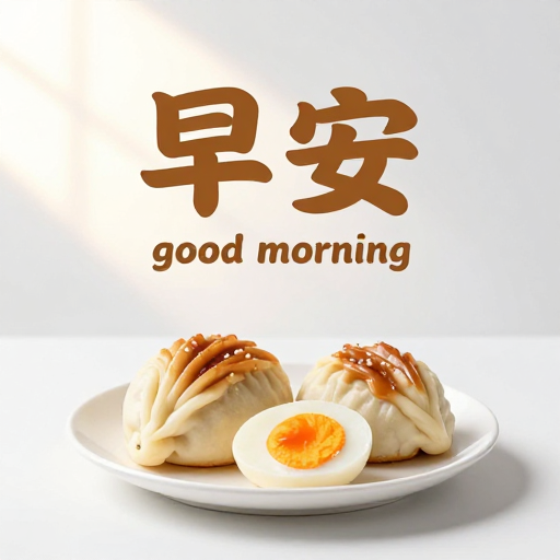 3D早安问候：白色背景与光影点缀的早餐摄影