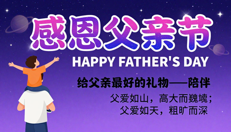 星空下的父爱：梦幻父亲节海报设计