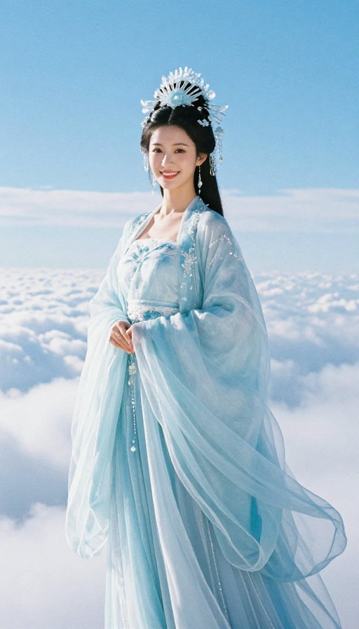 冰蓝仙影：云端上的绝世古风仙子