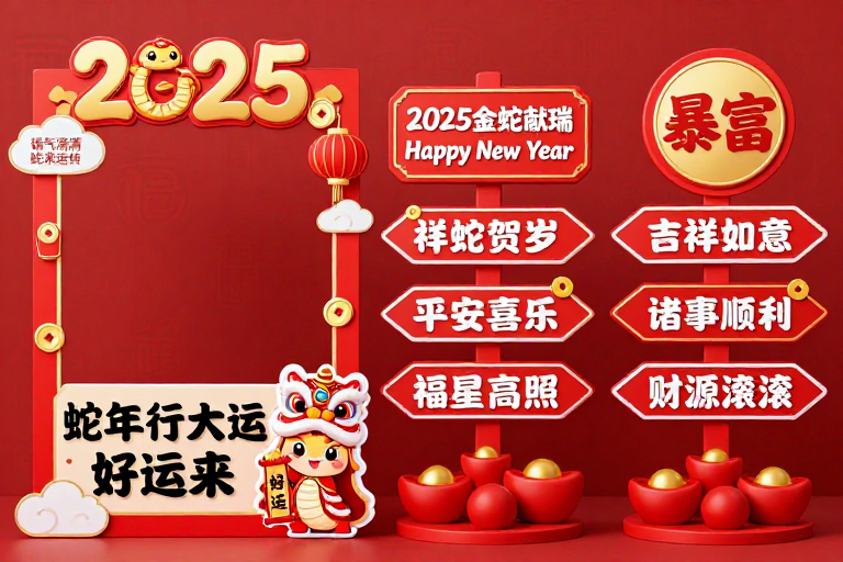 2025金蛇献瑞 新年好运海报