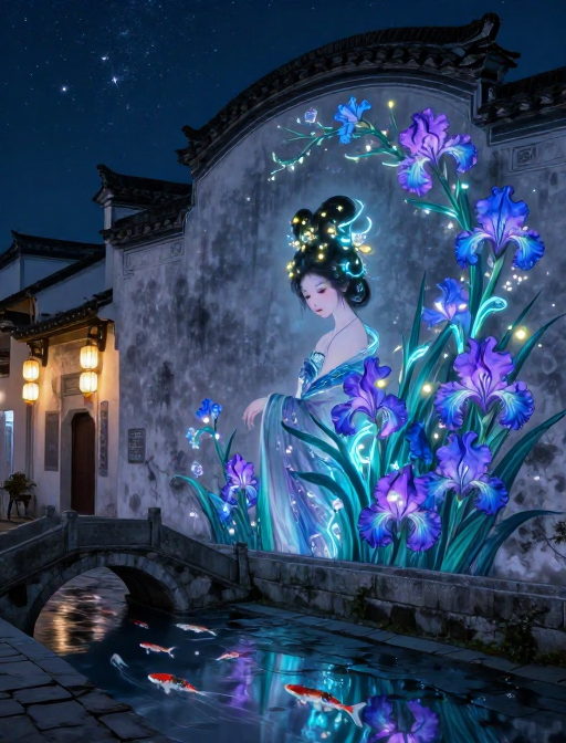 靛紫星辉下的徽州花神幻境