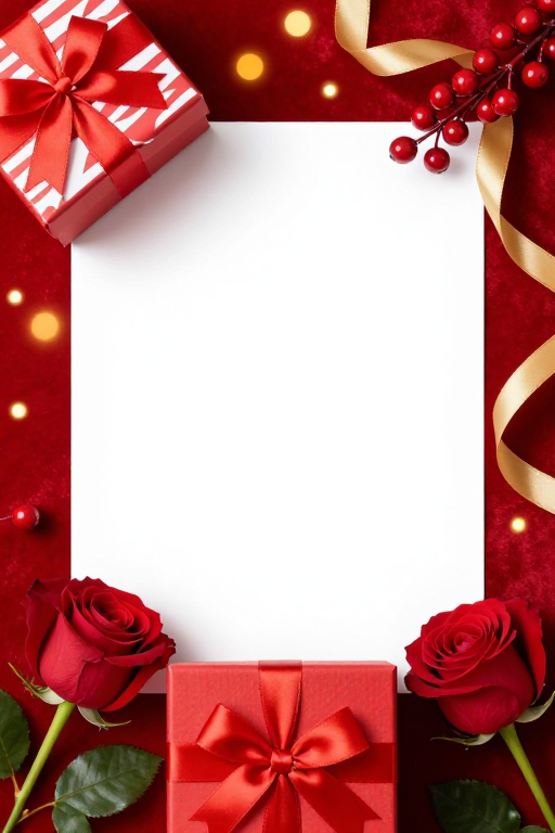 红丝绒浪漫礼盒情人节海报设计