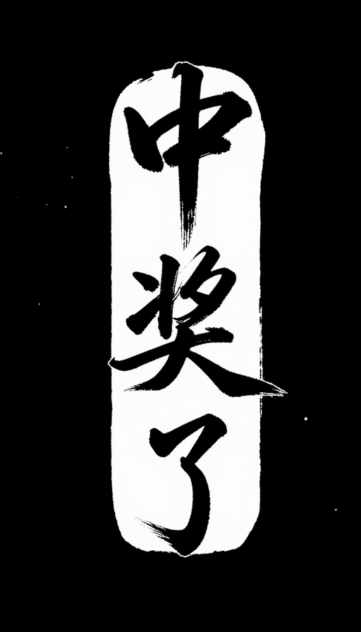 中式书法“中奖”文字艺术,动感飘逸的国风设计