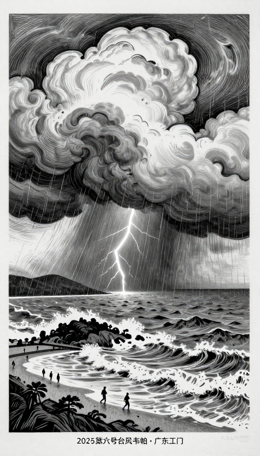 韦帕台风肆虐:黑白版画下的末日景象