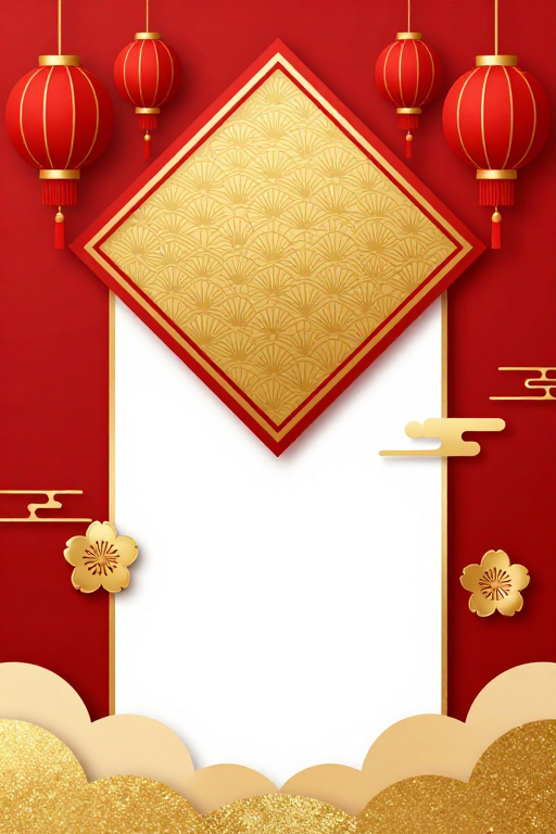 红金立体剪纸·传统中式节庆背景设计