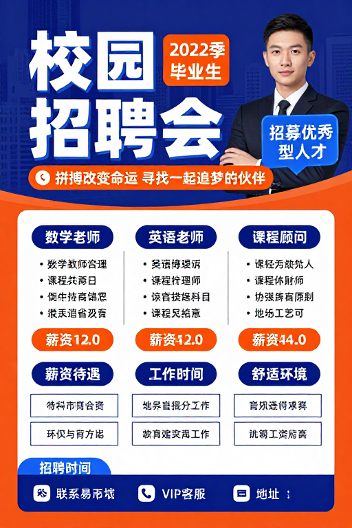 现代商务校园招聘会海报:专业活力并重