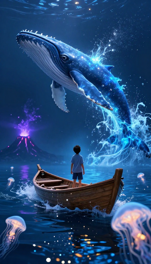 幽蓝深海奇境：少年与巨鲸的魔幻邂逅