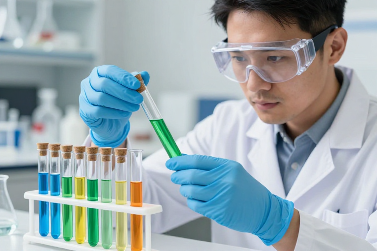 科研人员专注实验瞬间高清摄影