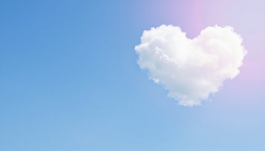 梦幻蓝紫渐变天空背景心形云朵设计