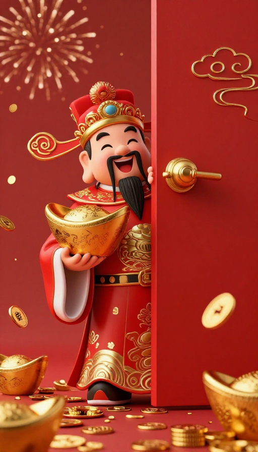 超现实财神现世：柔光下的新年盛景