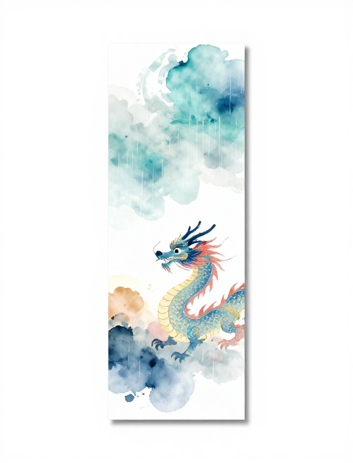 春韵龙舞:淡雅水墨诗意书签艺术画