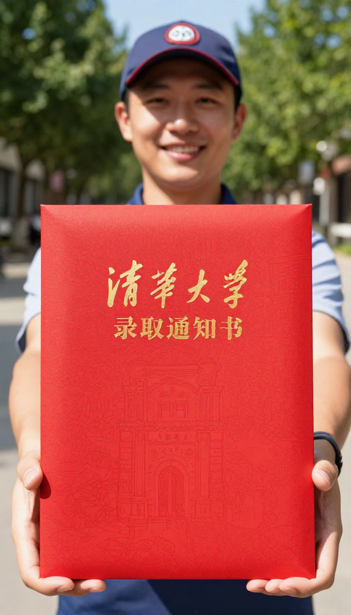 阳光清晨顺丰小哥送达清华录取通知书