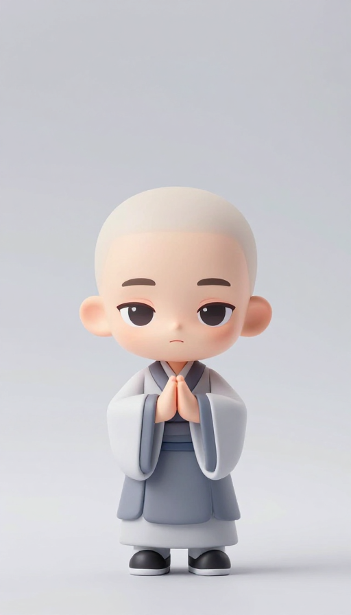 清纯小和尚CG艺术手办,极简留白设计