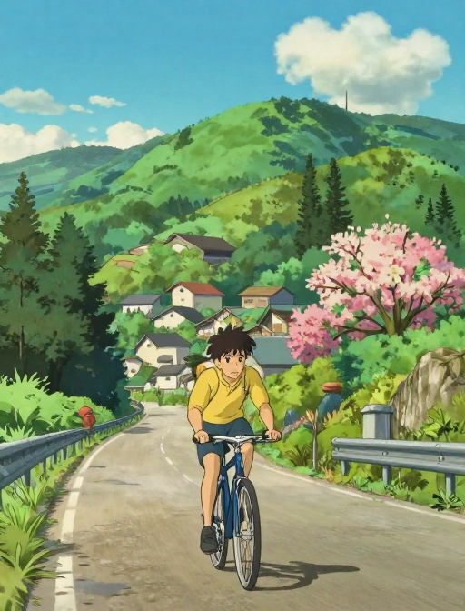 宫崎骏风骑行少年:山野青春之旅