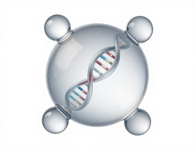 透明分子球体中的基因链艺术