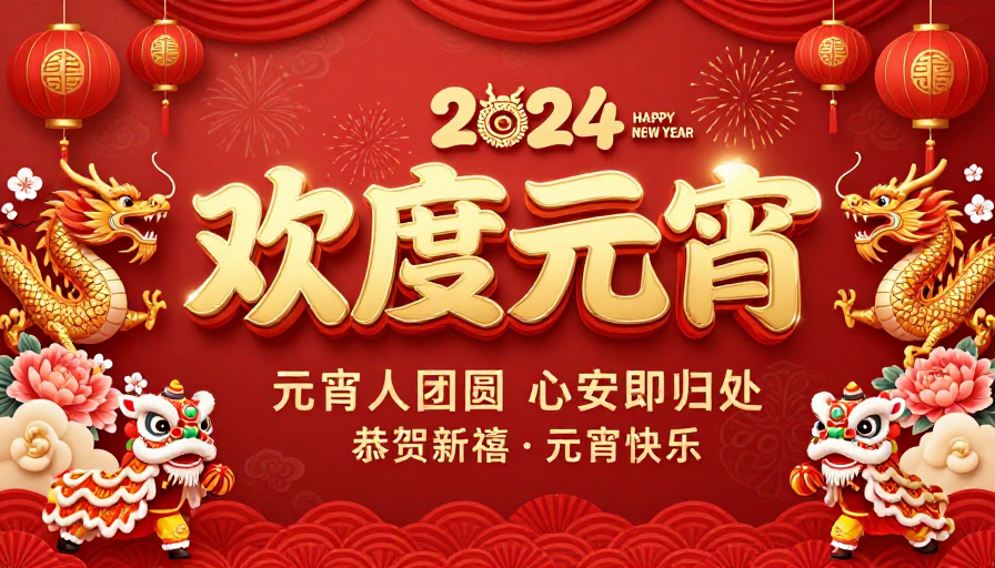 金红喜庆中国风元宵海报