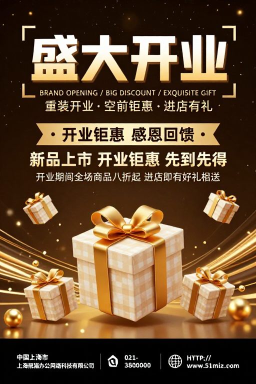 奢华金彩 盛大开业庆典海报设计