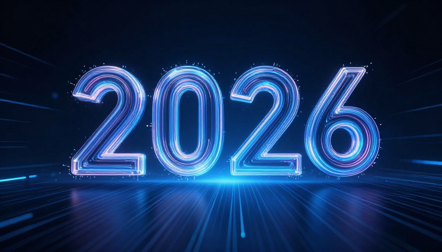 深邃宇宙蓝2026粒子流动，未来科技发布会主视觉