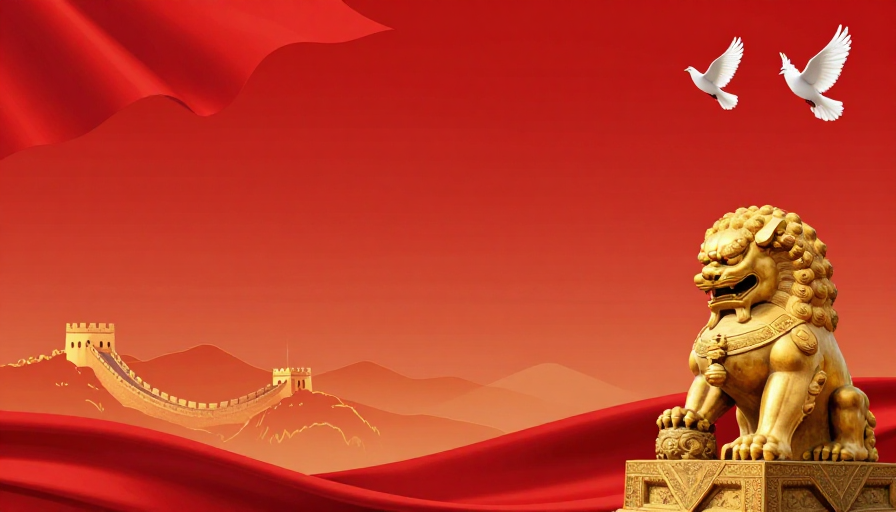 红金中国风庄严背景图