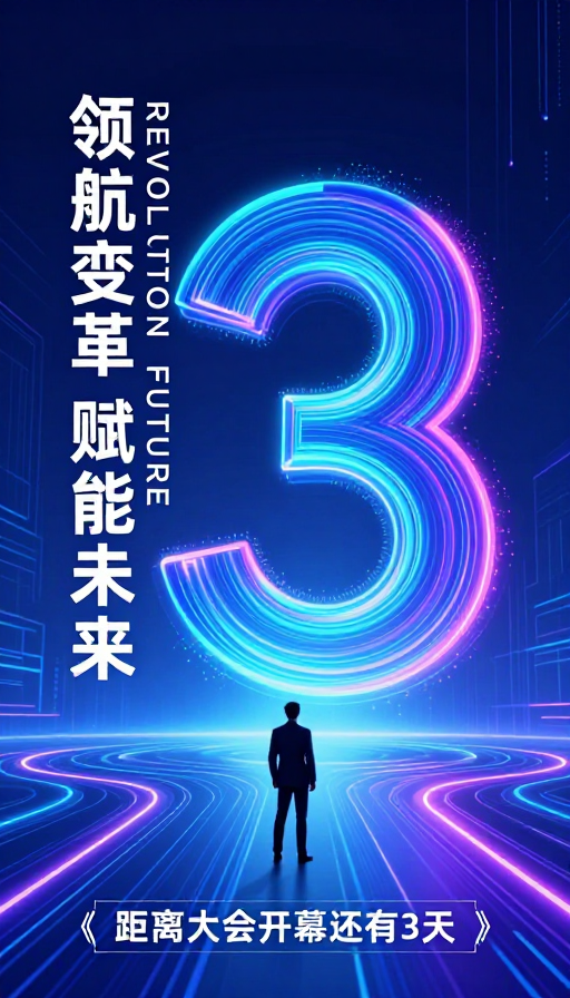 未来科技领航变革：沉浸式数字发布会倒计时海报