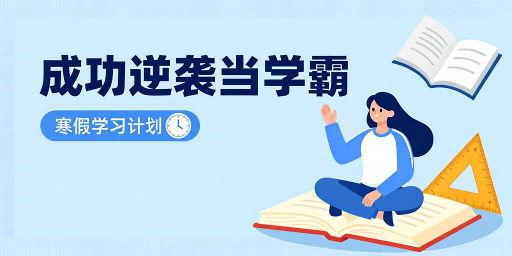 寒假逆袭学霸:扁平插画激励图