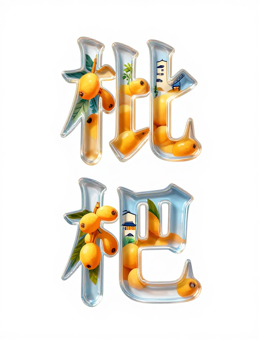 3D创意枇杷字体 融合苏州东山百年文化