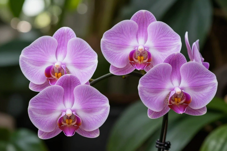 紫粉色蝴蝶兰绽放：高清柔光摄影艺术