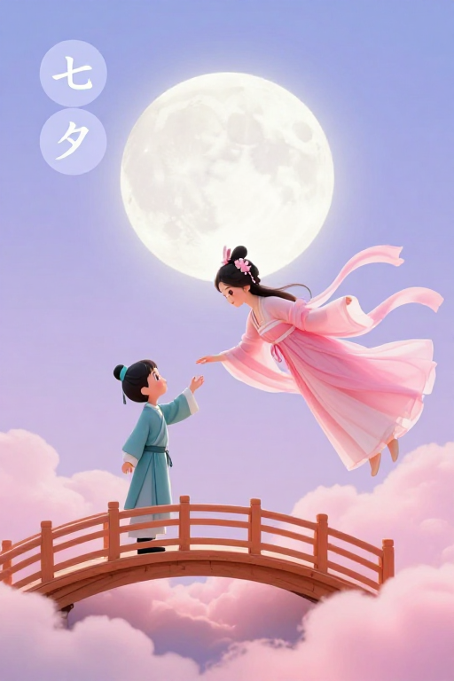 七夕梦幻中国风：月夜下的温柔相守