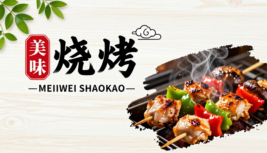 清新自然风美味烧烤宣传海报