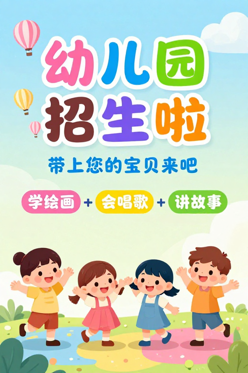童趣盎然:清新幼儿园招生海报