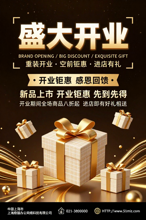 奢华开业庆典：金色粒子闪耀盛大促销