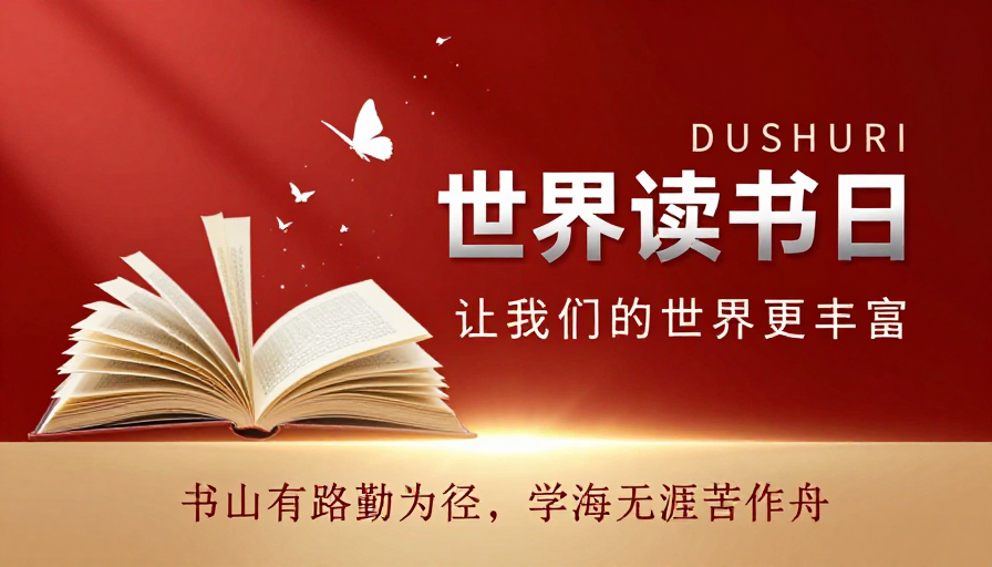 红金光影中的世界读书日书香意象