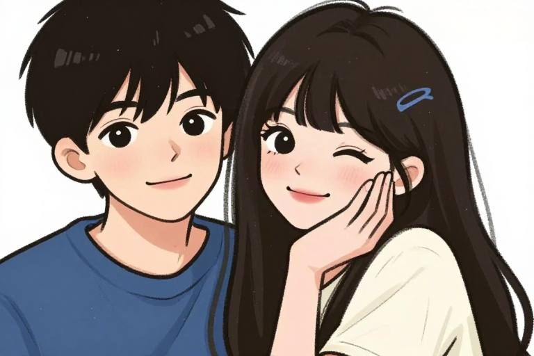 遇见你是幸运：温暖插画风浪漫邂逅瞬间