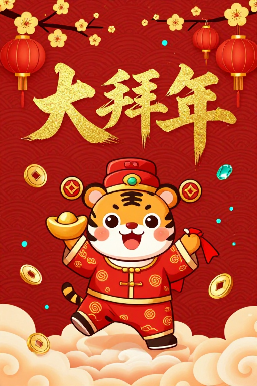 喜庆新年大拜年:中式传统插画海报设计