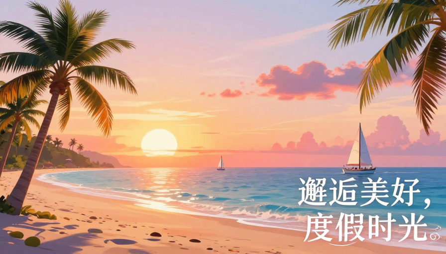 浪漫梦幻夕阳海滩与帆船，邂逅美好度假时光