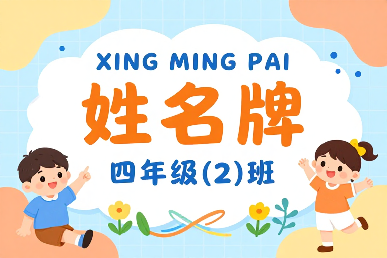 马卡龙童趣风班级姓名牌海报设计