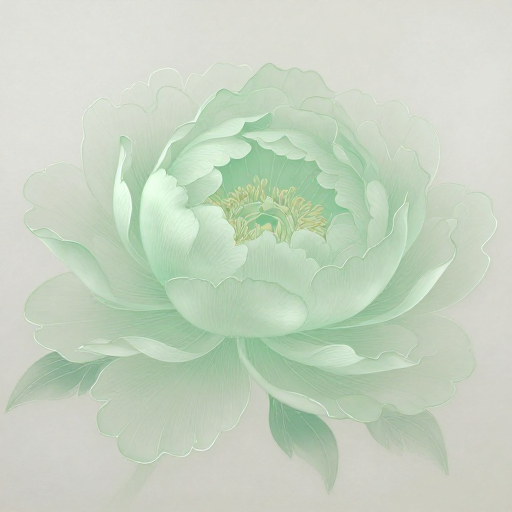 极简透明牡丹特写，典雅笔触与光影细节
