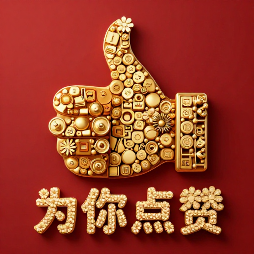 金色立体点赞手势暗红背景,为你点赞的3D艺术展示