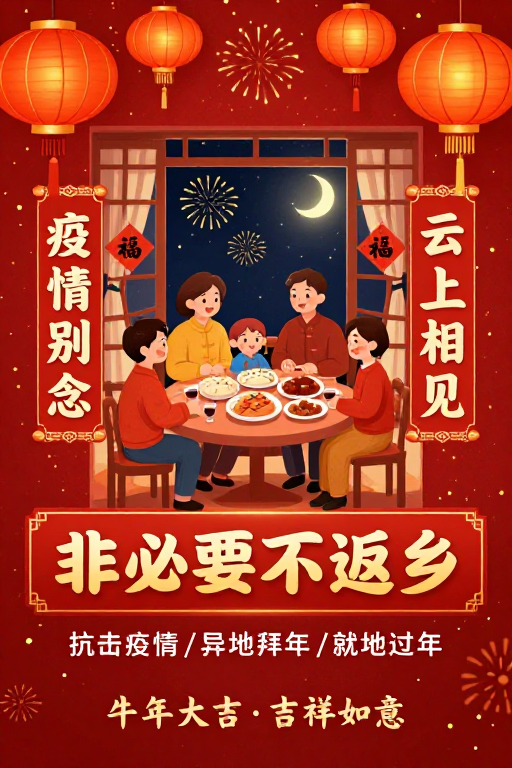 春节防疫团圆海报