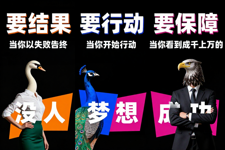 现代企业激励文化海报：结果行动保障的视觉冲击