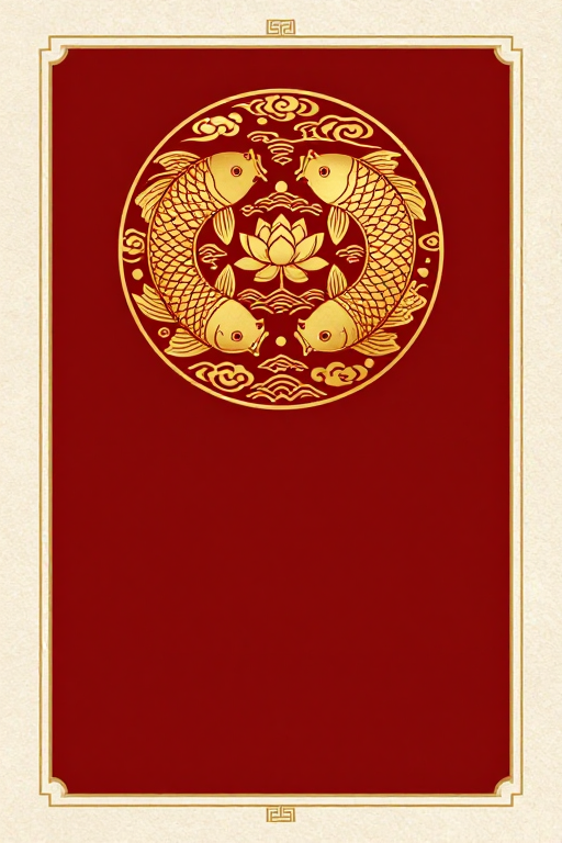 清代宫廷风双鱼戏莲吉祥纹样