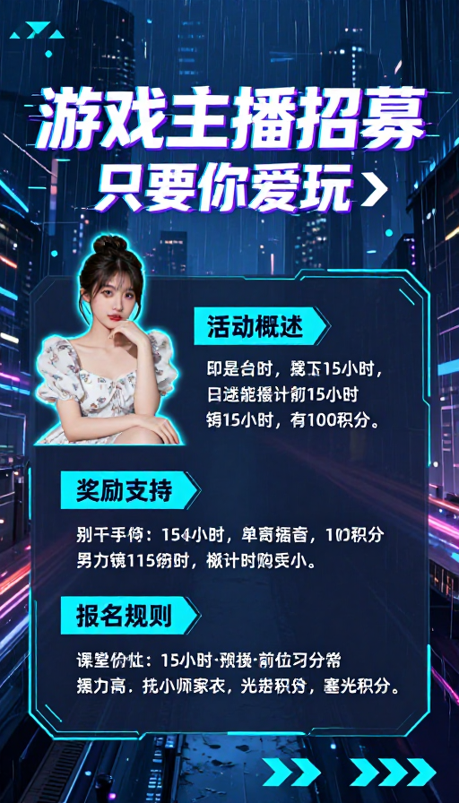 赛博朋克风游戏主播招募令