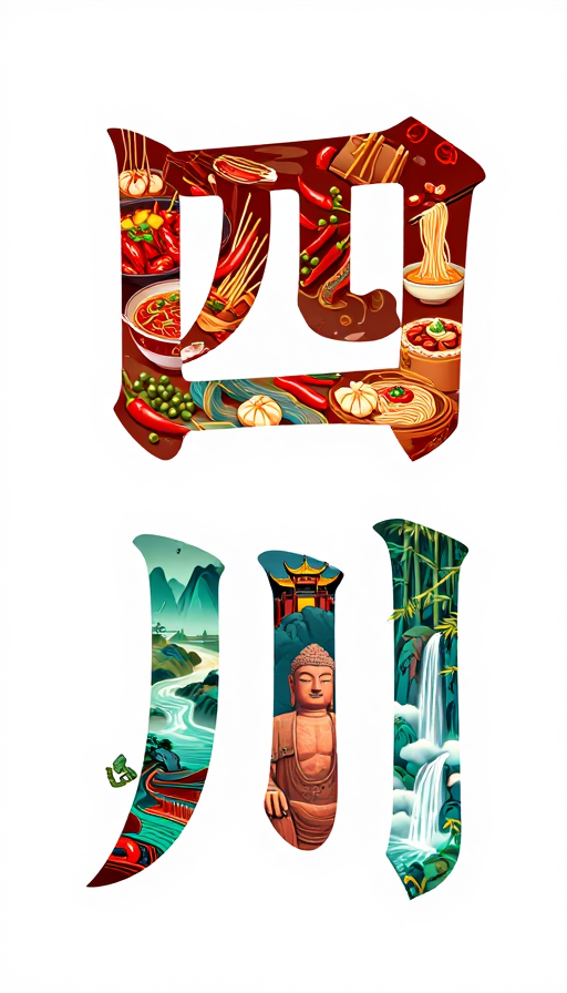 川味文化非遗字体插画海报