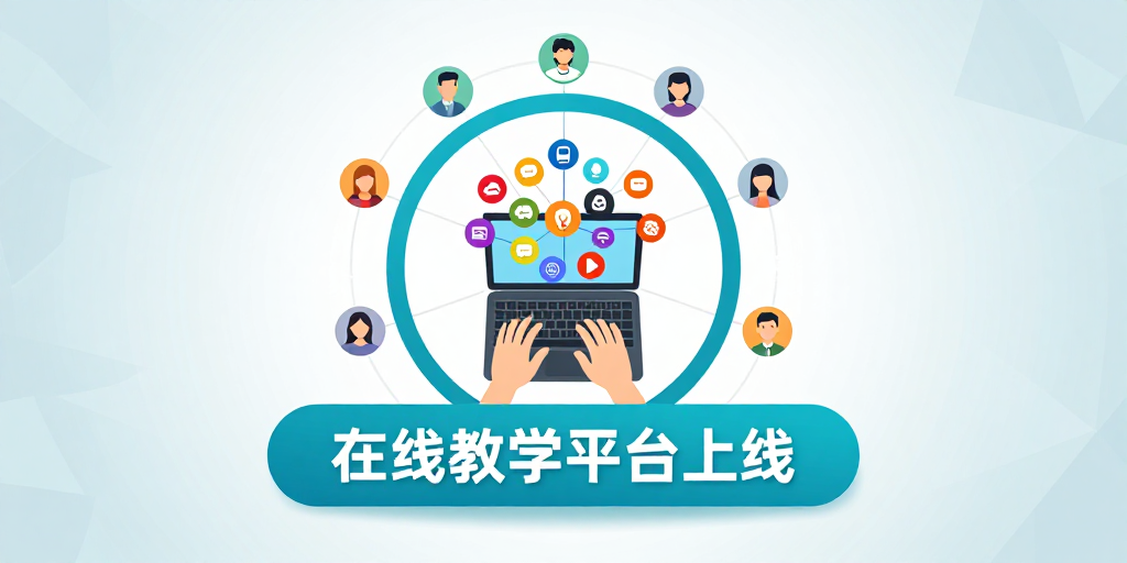 现代科技风在线教学平台上线宣传图