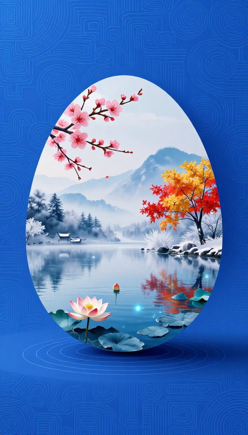 新中式超现实微景观：四季蛋形艺术重构