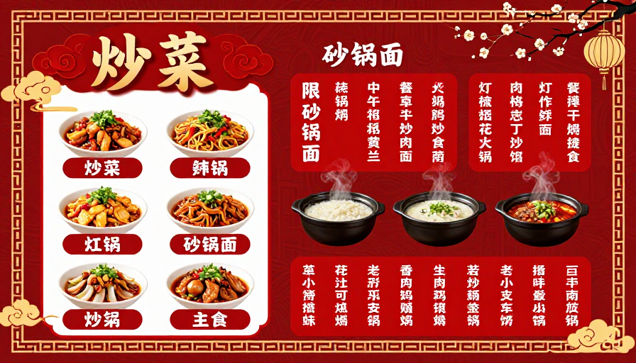 中式喜庆菜单:红金配色彰显传统韵味