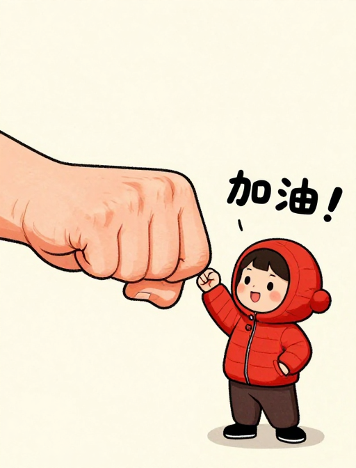 漫画风小手碰大拳头加油鼓励插画